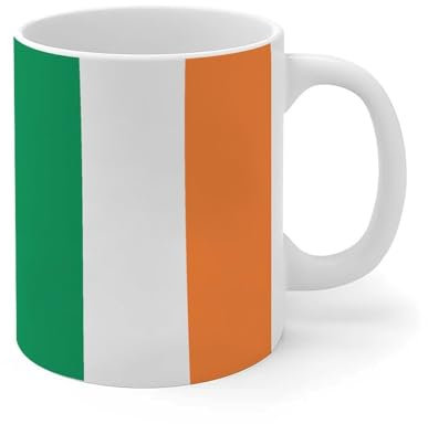 Wodevor Divertida taza de café de Irlanda, café, té, recuerdo de la bandera de la ciudad, tazas de cerámica, regalos para hombres, novio, ama, abuelos, 325 ml, color blanco