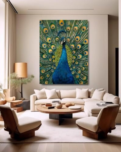 Wandbild Leinwand Blauer Pfau, M, 40 * 60cm Leinwand Bilder Schlafzimmer Bilder Gemälde Kunst Druck Malerei canvas
