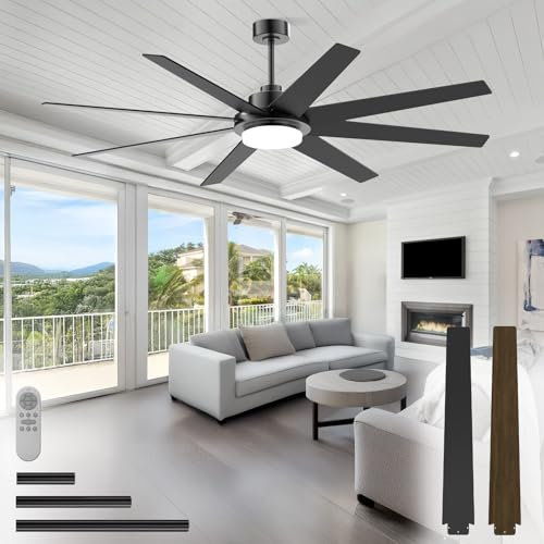 72 Inch Large Ceiling Fans with Lights and Remote Control, Reversible Silent DC Motor Industrial Ceiling Fan 6 Speeds 3 CCT Adjustable Fan