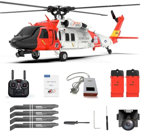 NULA YUXIANG F09S UH-60 - Elicottero GPS RC con fotocamera, 1/47 RC elicottero radiocomandato 2,4 G 6 CH 6 G/3D Dual Motor Brushless trasmissione diretta militare aeroplano giocattolo per attività