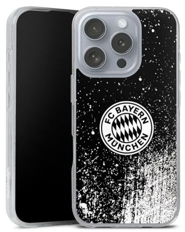 Silikon Hülle kompatibel mit Apple iPhone 16 Pro Case transparent Handyhülle FC Bayern München Offizielles Lizenzprodukt FCB