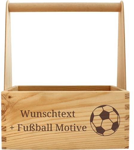 6er Bierträger für Fußball und Bier Fans - personalisierter Flaschenträger aus Holz mit Gravur - Geschenk für Fußballer, Fußballerinnen, Spieler, Fußballbier