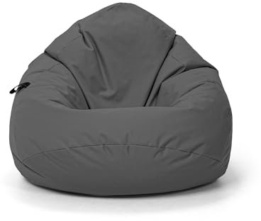 Nadimaideal Sitzsack Tropfenform Kastanie | Bodenkissen für Kinder & Erwachsene | Indoor & Outdoor | Gaming Sitzsack - Sitzkissen - Beanbag | Füllung EPS Perlen (Anthrazit, XL-Durchmesser 77 cm)