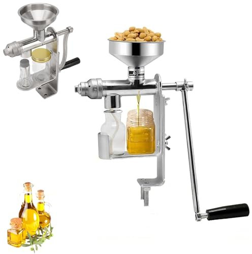Pressa per Olio Manuale Pressa a Freddo/caldo In Acciaio Inossidabile 304, Estrattore di Olio per Noci e Semi, Produttore di Olio Domestico per Oli di Arachidi, Oliva e Oli Essenziali Estrazione