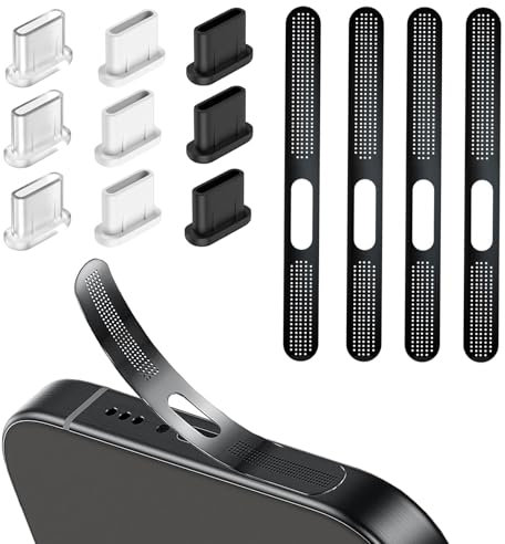 LunarCharm Set di 13 tappi antipolvere USB C e copertura per altoparlante del telefono, applicabile a iPhone 16/15, copertura porta USB C, pulitore porta di ricarica del telefono