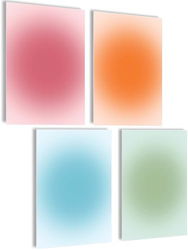 Aura Poster Set Bilder Body Mind Soul Heart Aesthetic Style Preppy Room Decor Y2K Ästhetik Yoga Gesetz der Anziehung Manifestation (Aura Colors, Posterset 4x A4 (21x30cm) | ohne Rahmen)