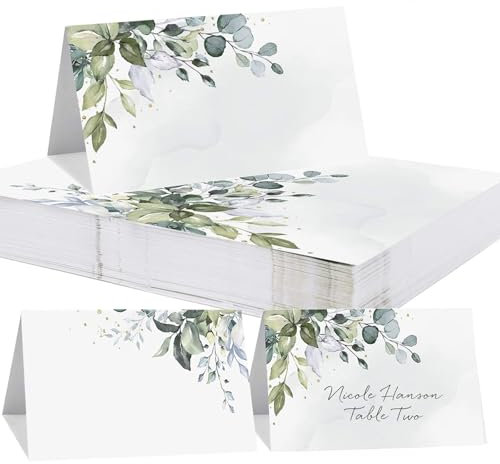 50 Stück tischkarten hochzeit, tischkarten für Sitzordnung und Tischdekoration, Elegantes Design platzkarten für Hochzeit, Beschriften, Geburtstag, Taufe, Kommunion und weitere Feiern