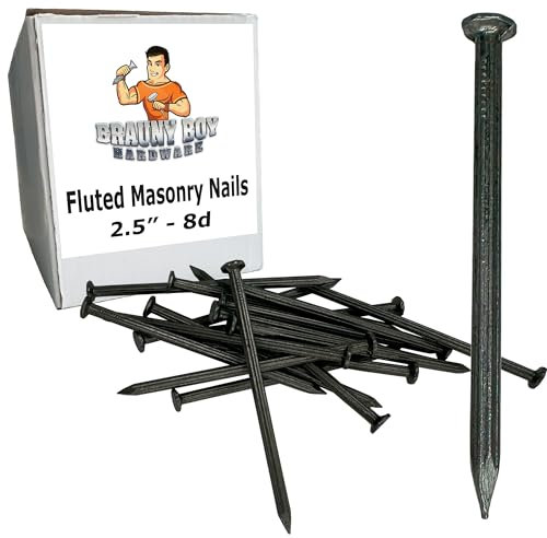 2.5” – Fluted Hardened Concrete Masonry Nails for Cinder Block, Concrete Walls, Cement Board 2.5 in (8d) -Qty (250)