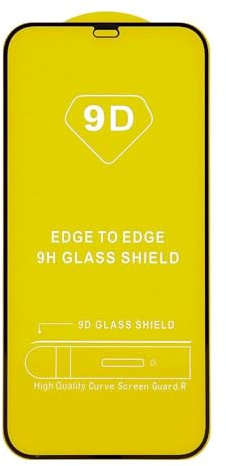 Protector de pantalla de cristal templado 9D para iPhone 15 Pro, dureza 9H, cobertura completa, claridad HD, instalación sin burbujas y bordes negros redondeados.