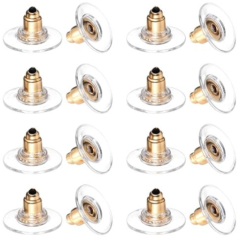 Lot de 100 fermoirs en caoutchouc transparent pour boucles d'oreilles - Fermeture universelle de sécurité - À visser