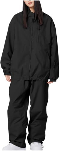 Winter-Skianzug-Set, Outdoor, Sportsdach, wasserdicht, für Herren, Ski-Sport, mit Kapuze, Paar, warme Snowboard-Kleidung, Skianzug, Schwarz #2, 36