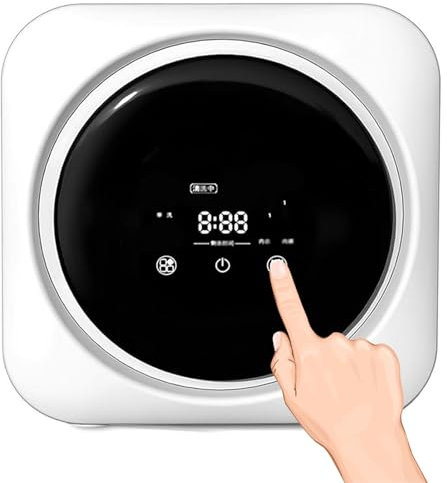HNBYLMM Mini Washing Machine and Dryer Combo, Wall Mounted Washer Machine with 4 Washing Modes, LCD Control Panel and Stainless Steel Drum, for Clothing, Underwear, Socks, Travel