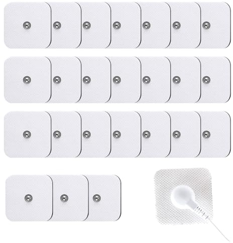 25 Stück TENS Elektroden Pads 5x5 cm 3,5 mm Druckknopf | Selbstklebende, wiederverwendbare Elektrodenpads mit starker Haftung. Passend für viele TENS- und EMS-Geräte