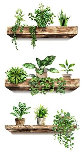 3D Plantes vertes Stickers Muraux Pots de Fleurs Sticker Mural Plante en Pot Autocollant Mural Autocollant Mural Décoration Murale pour Salon Chambre Bureau Cuisine Décoration de la Maison
