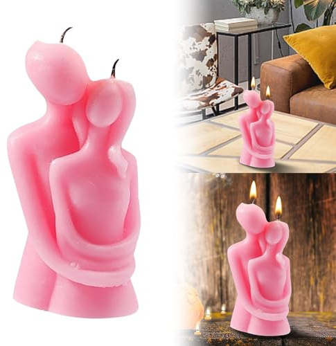 Ritual Stumpenkerze Paar Rot Liebe Rote Kerze Festmacher Umarmung Leidenschaft Handwerk,Desktop Ornament für Zuhause Wohnzimmer (Rosa)