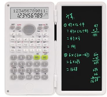 Scientific Calculator with Erasable Writing Pad - Professional 10-Digit Scientific Calculators (Non Graphing Calculator) with LCD Drawing Pad and Pen, Battery Powered for Schools, Students, Teachers a