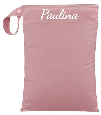 ARTEE Nasstasche für Kita-Wechselwäsche, Wasserdicht, Waschbar, mit Reißverschluss, Personalisierbar, mit Name, für Kindergarten, Strand, Sport (Blush)