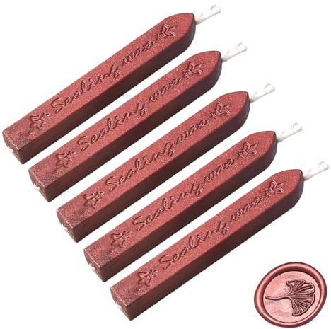 VBSYUYQ 5 Pcs Wine Red Sealing Wax Sticks with Wick for Envelope Decor | 5 pack wine red sealing wax sticks with wick for envelope invitation wedding diy craft decor