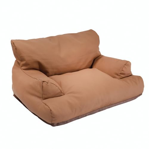 Coopers of Stortford - Medium Pet Sofa Bed L65 x W50 cm - Leather-Look Easy-Clean Dog and Cat Bed with Headrest and Arms