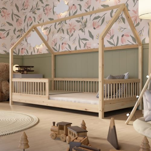 Crazy Pine Montessori Hausbett Crazy Polly 190x90 cm - Kinderbett aus Natur