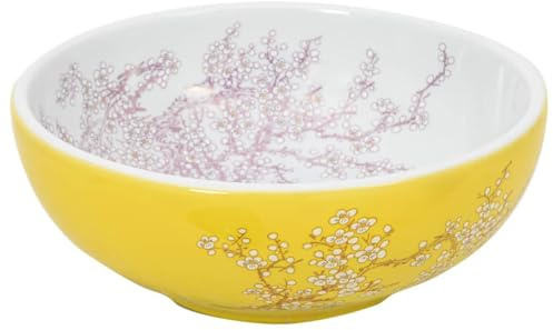 Vasque à Poser, Lavabo à Poser en Céramique Lave Main Salle de Bain blanc et jaune rond Φ41x14 cm céramique