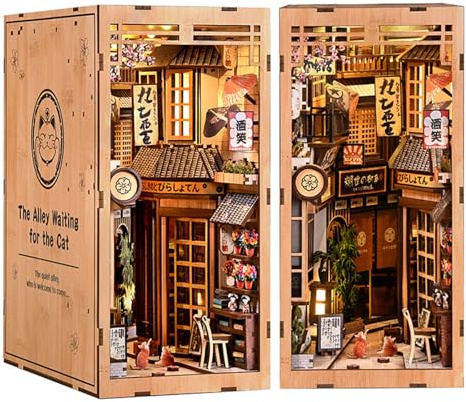 DIY Book Nook Kit Miniatur Puppenhaus Book Nook Japan 3D Holzpuzzle | Bücherecke für Jugendliche – kreative Bücherregal-Dekoration, Geschenk für Weihnachten & Geburtstag