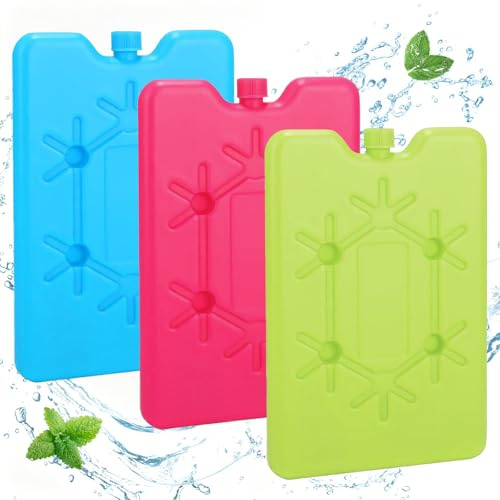 Acumuladores de Frio para Nevera Portatil, 3 PCS Placas Hielo Nevera de 200 ml, Paquetes de Hielo Reutilizable, Placas de Hielo, Bloques de Hielo de Colores para Camping Playas Picnics y Pesca