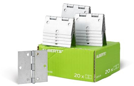 Alberts 850289 Scharnier rechteckig, galvanisch gelb verzinkt, 70 x 69,5 mm, 20 Stk.