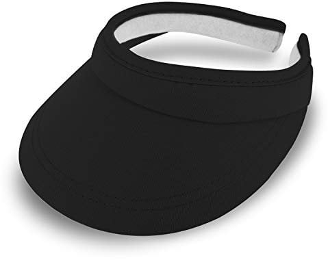 fiebig Visor | Schattenspender für das Gesicht | Clipvisor in One Size | In vielen Farben aus 100% Baumwolle | Sommerkappe mit Frotteeband Innenfutter | Sonnenschutz Schirmcap (schwarz)