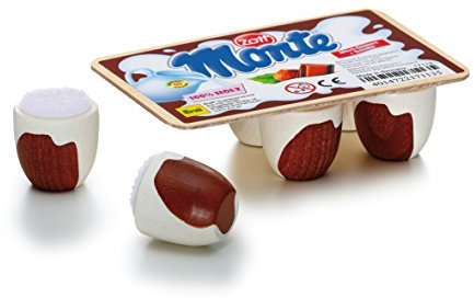 Erzi 17113 Schoko-Milch-Dessert Monte von Zott aus Holz, Kaufladenartikel für Kinder, Rollenspiele