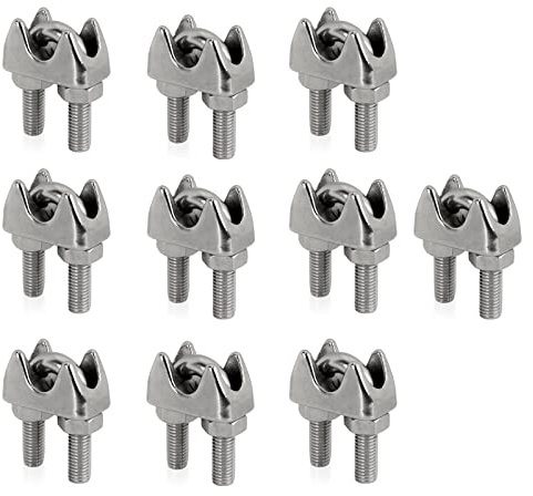 Serre-câble 10 x Pinces à repasser acier inoxydable V4 A Pince Câble métallique bloqueur de corde
