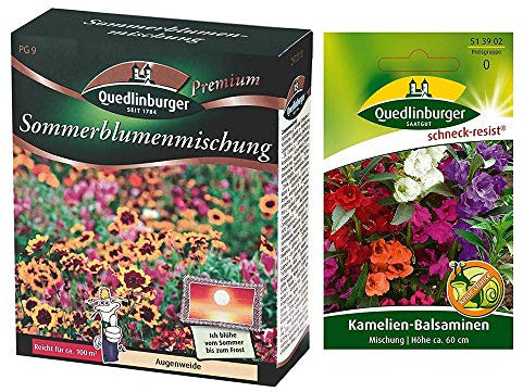 Sommerblumenmischung | Blumenwiese| 1x Kamelien-Balsaminen kostenlos (schneckenresistent)