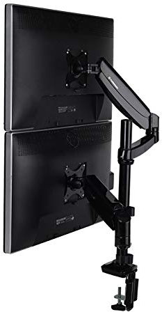 FLEXIMOUNTS stacking monitor Vertical Dual Monitor Mount LCD arm,Full Motion Desk mounts for 10-27 Computer Monitor,Clamp or Grommet Desktop Support