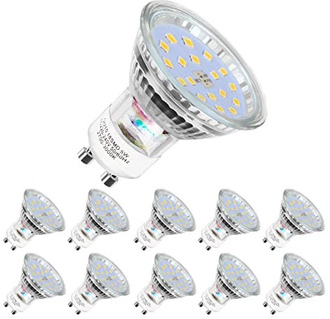 Yiahin Ampoules LED GU10, 5W équivalent 60W, 600lm, Blanc Neutre 4500K, 120° Larges Faisceaux, Ampoules LED Spot, Lot de 10