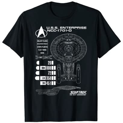 Star Trek Next Generation Enterprise Chart Graphic T-Shirt T-Shirt