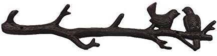 TentHome Garderobe Vintage Hakenleiste Garderobenleiste mit 6 Haken Wandgarderobe Kleiderhaken Antik Gusseisen Vögel auf AST Wandhaken