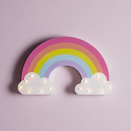 Lights4fun 14er LED Regenbogen Kinderzimmer Nachtlicht warmweiß Timer Batteriebetrieb 25cm