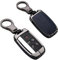 ontto Smart Autoschlüssel Hülle Abdeckung Schlüssel Tasche für Defender Discovery Evoque LR4 Range Rover Sport Jaguar Metall Zink Legierung & Leder Schlüsselschutz Keyless Schlüsselbund -Black Blue