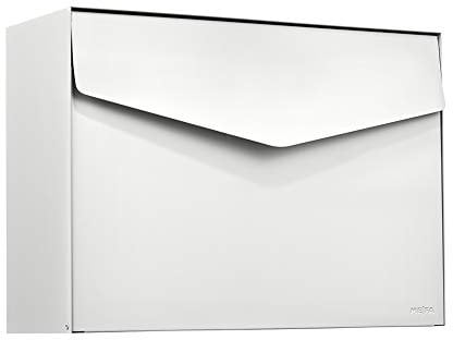 ME-FA MEFA Briefkasten Letter 111 (Farbe weiß, Postkasten mit Sicherheitsschloss, Brief Design, Größe 312x430x178 mm) 111020M