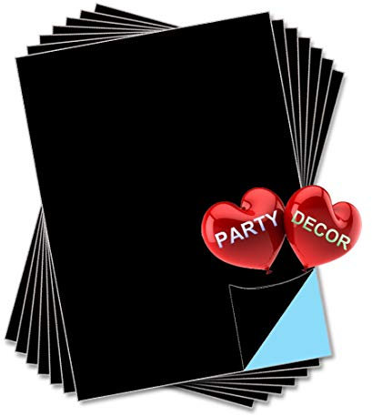 party_decor Black Self Adhesive Gloss Vinyl Sheet - A4 - Pack of 20 - Perfect for Hobby & Craft
