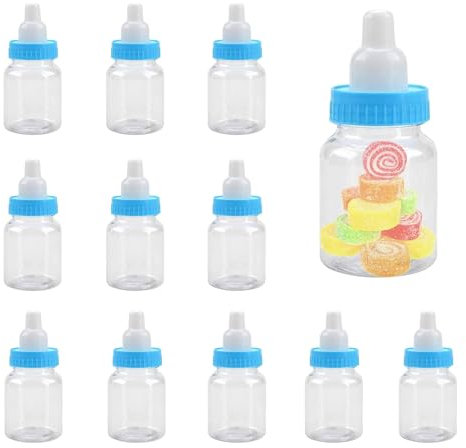 HERCHR Junge Süßigkeiten Box 12 Flasche Blau, Babyparty Deko Junge, Baby Shower, Baby Party Dekoration Box, Süßigkeiten Flaschen, Milchflasche Babyflaschen, Candy Flaschen, Gastgeschenke Taufe Baby