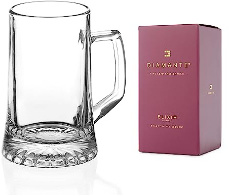 DIAMANTE Beer Tankard – Beer Mug Made from Bulky Durable Glass
