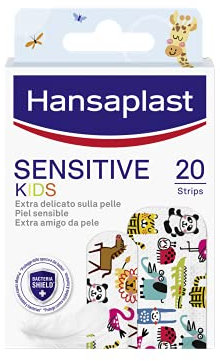 Hansaplast Sensitive Kids Pflaster für Kinder mit Tieren, Pflaster für empfindliche Haut, hypoallergen und leicht zu entfernen, 1 Packung mit 20 Stück in 2 Größen