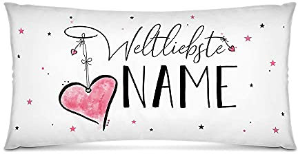 PR Print Royal XXL-Deko-Kissen mit Füllung - Weltliebste XXX - zum selbst gestalten mit Name - Geschenk für Familie, Freunde, Lieblingsmenschen - Weiß, 80x40 cm
