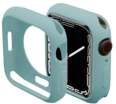 Miimall Custodia per Apple Watch Serie 9/8/7 45mm, Case Protettiva in TPU, Case Sottile Antiurto Senza Protettore Dello Schermo, Cover con Cornice Morbida per Apple Watch 45mm Serie 9/8/7, Blu Verde