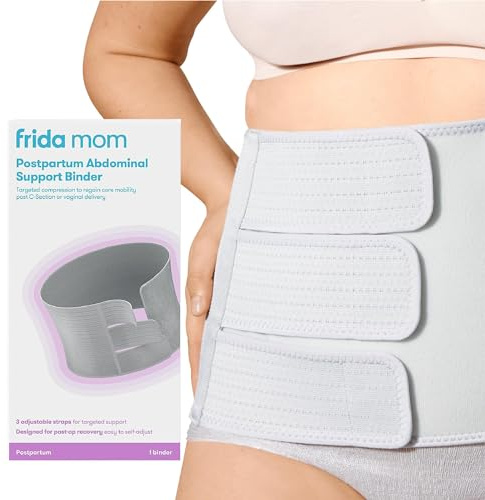 Frida Mom Belly Binder, Postpartum Essentials for Natural and C-Section Recovery, Adjustable Compression Wrap, After Birth Brace, Abdominal Band, 9 High