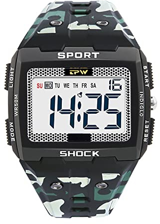 BEN NEVIS Digital Uhr Herren-Sports Wasserdicht Eckig Armbanduhr mit Wecker,LED-Licht,Stoppuhr,Datum,Silikon Armband