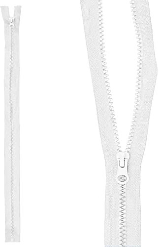 mumbi Reißverschluss teilbar 5mm 50cm Weiss Kunststoff Reißverschlüsse mit Zipper grobe Zähne, mumbi_35582, Weiß