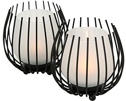 WHW Whole House Worlds Windlicht Laval 2p rund H 12,00 cm Eisen einfarbig Eisen schwarz