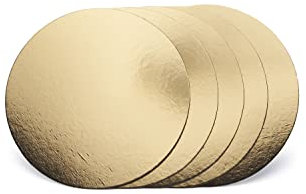 Miamex Lote de 5 bandejas redondas de cartón para tartas, color dorado, 22 cm